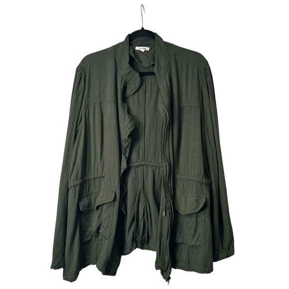 Maurices XL Green Ruffle Zipper Jacket - Picture 2 of 6